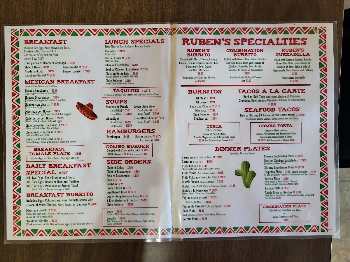 Ruben's Grill Mexican Restaurant Menu - Image 3